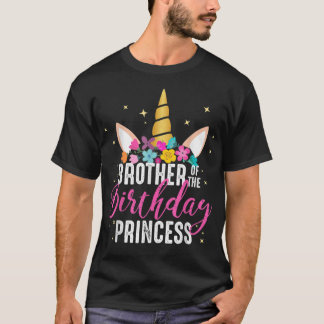 Camiseta Irmão da Princesa de Aniversário Unicórn Aniversár