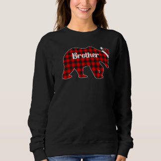 Camiseta Irmão de pijama de Natal do urso xadrez vermelho F