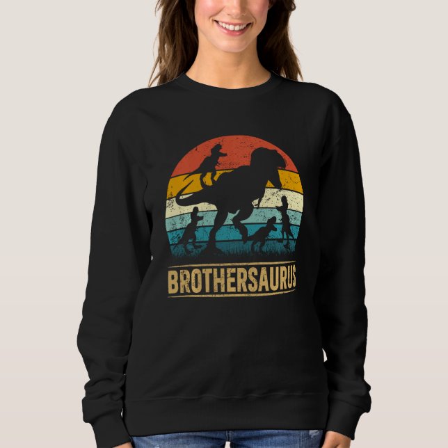 Camiseta Irmão Dinossaur Rex Brothersaurus 4 Crianças Pai S (Frente)