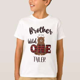 Camiseta Irmão do Aniversariante Urso Xadrez Selvagem