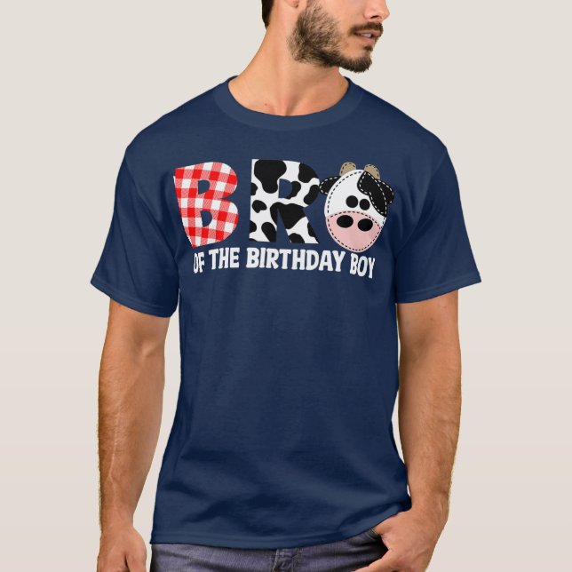 Camiseta Irmão do Aniversário para Fazenda de Vaca Menina A (Frente)