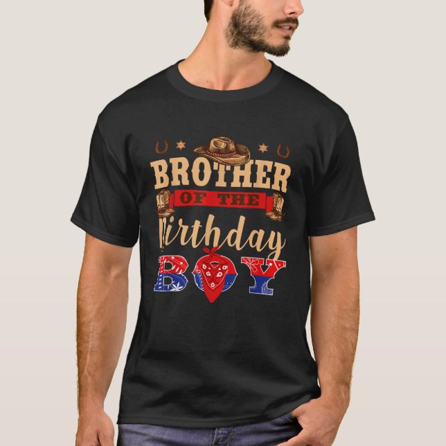 Camiseta Irmão do Birthday Boy Western Cowboy Matchin (Frente)