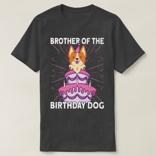 Camiseta Irmão Do Cachorro De Aniversário Cachorro De Corgi (Frente do Design)