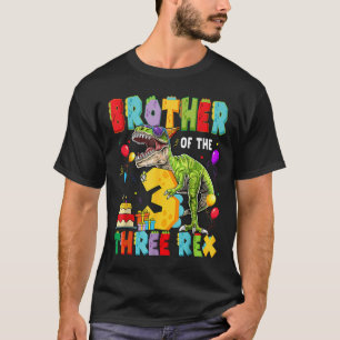 Camiseta Irmão Do Dinossauro Rex aniversário de 3 anos
