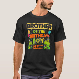 Camiseta Irmão Do Garoto De Aniversário Rawr Tyrannosaurus
