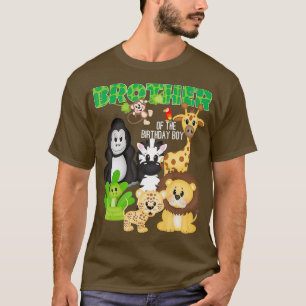 Camiseta Irmão Do Jardim De Aniversário Jungle Safari Zoo