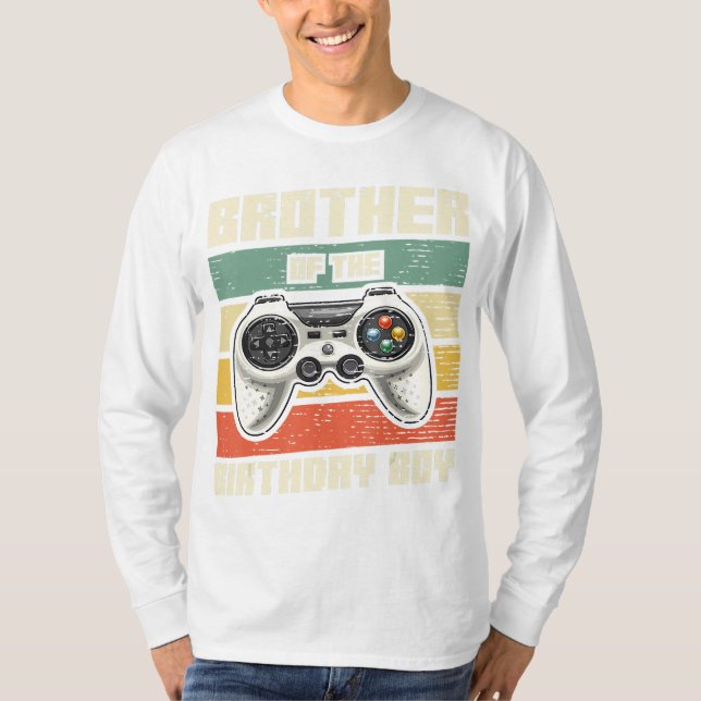 Camiseta Irmão Do Jovens Jogadores De Aniversário (Frente)