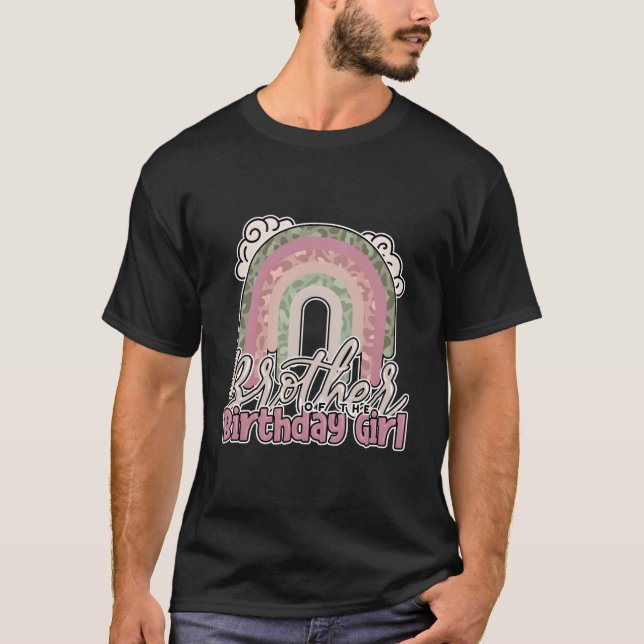 Camiseta Irmão Do Leopardo Arco-Íris De Aniversário (Frente)