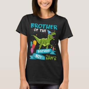 Camiseta Irmão do menino de aniversário T-Rex Dinossaur Bir