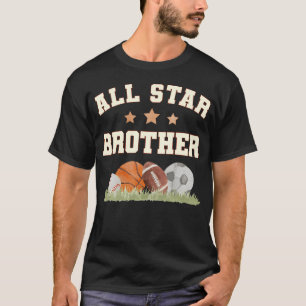Camiseta Irmão Do Menino Do Aniversário Basquetebol Futebol