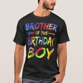 Camiseta Irmão Do Menino Do Aniversário Tie Dye Colorido Bd