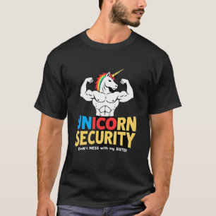 Camiseta Irmão Engraçado Unicórnio Segurança Não Brinque Co