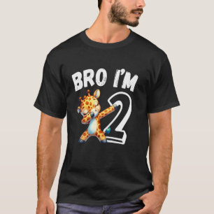 Camiseta Irmão Eu Sou Girafa de 2 Anos Aniversário de 2 ano
