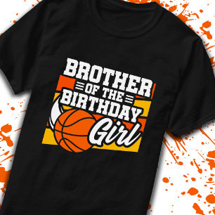 Camiseta Irmão Garota de Aniversário de Basquete