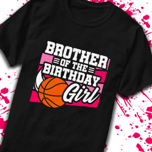 Camiseta Irmão Garota de Aniversário de Basquete