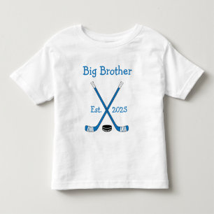 Camiseta Irmão Mais Velho Azul de Hóquei de Bebê Personaliz