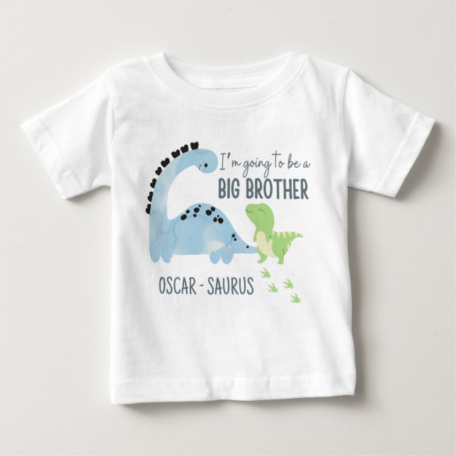 Camiseta Irmão Mais Velho Dinossauro Personalizado, Irmão M (Frente)