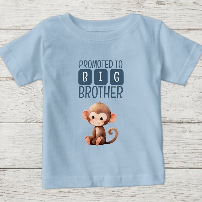 Camiseta Irmão mais velho macaco fofo azul (Criador carregado)