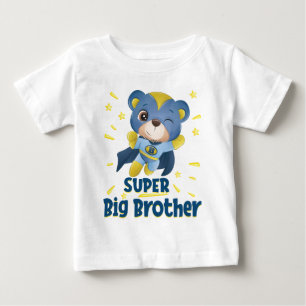 Camiseta Irmão Mais Velho - Urso Azul Super-Herói Desenho A