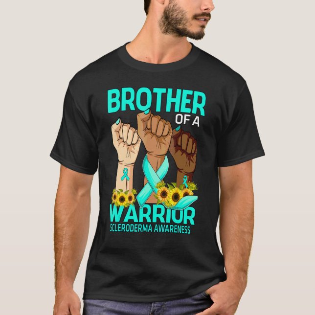 Camiseta Irmão-Mão De Um Guerreiro Scleroderma Sensibilizaç (Frente)