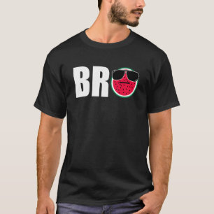 Camiseta Irmão Melancia Tropical Fruta de Verão Família Cor
