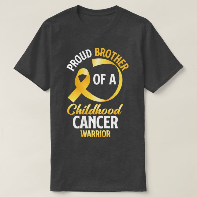 Camiseta Irmão Orgulhoso De Um Guerreiro Cancer Infantil Ir (Frente do Design)