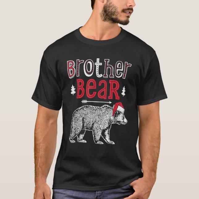 Camiseta Irmão Papais noeis de Urso de Natal Correspondendo (Frente)