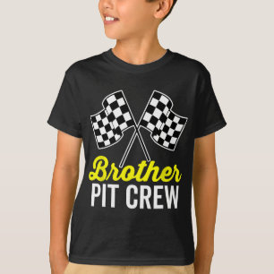 Camiseta Irmão Pit Crew para Festa de Corrida Escuro