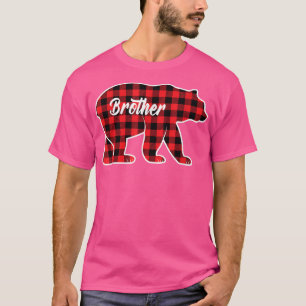 Camiseta Irmão Red Xadrez Bear Family Son Kid Matando Paj