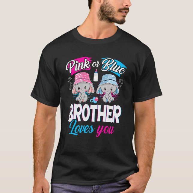 Camiseta Irmão Rosa Ou Azul Te Ama Elefantes Bebê Gend (Frente)