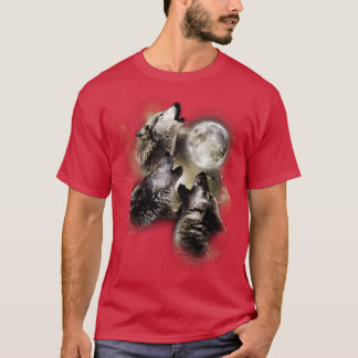 Camiseta Irmãos Lobo Uivando na Lua Cheia retrô