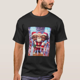 Camiseta Irmãs Adolescentes Afro-Americanas com Papais noei