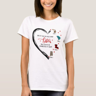 Camiseta Irmãs, Besties Sempre Serão Conectadas Por Coração