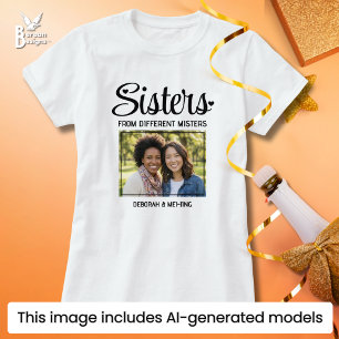 Camiseta IRMÃS DE PAIS DIFERENTES Nome Foto Melhores Amigas