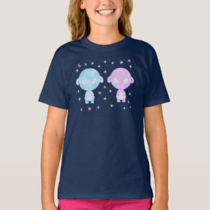 Camiseta Irmãs Gêmeas Alien Pastel   Kawaii Cósmico Fofo