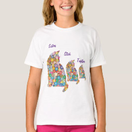 Camiseta Irmãs Juntas 3 Gatinhos Gatinhos Flor