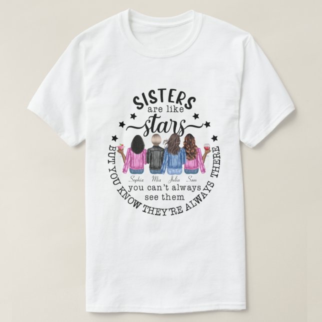 Camiseta Irmãs Personalizadas Da Área De Trabalho Remota Sã (Frente do Design)