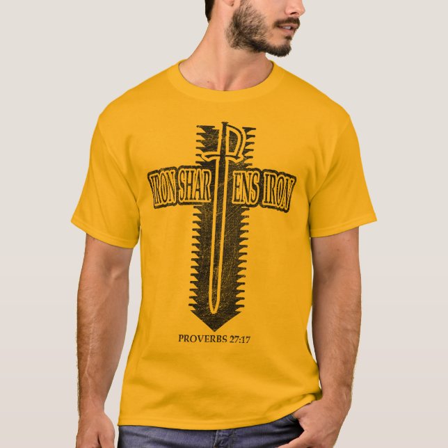 Camiseta Iron Sharpens Iron Christian Phi Rho Design (Frente)