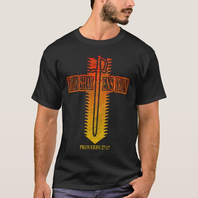 Camiseta Iron Sharpens Iron Christian Phi Rho Design (Frente)
