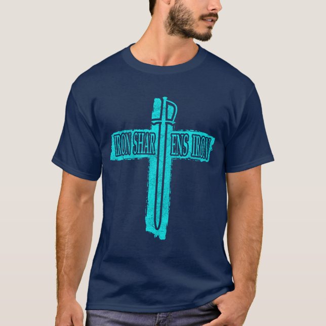 Camiseta Iron Sharpens Iron Christian Phi Rho Design (Frente)