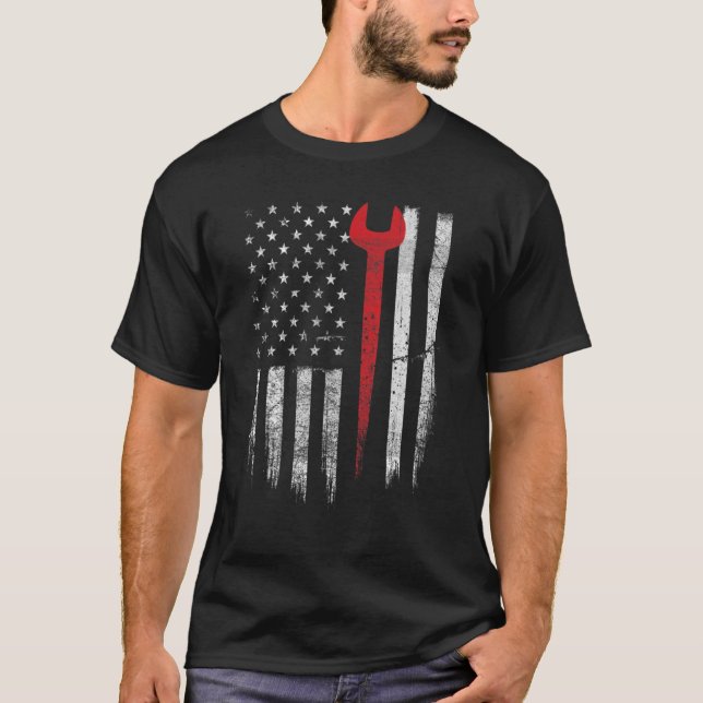 Camiseta Ironworker Patriótico USA Flag Ironworking Worker (Frente)