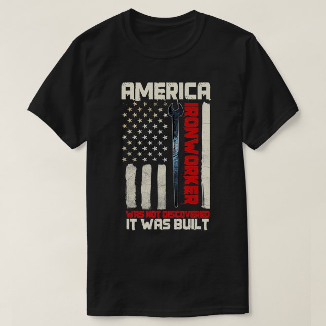 Camiseta Ironworker Rodbuster Patriot American Flag Metal W (Frente do Design)