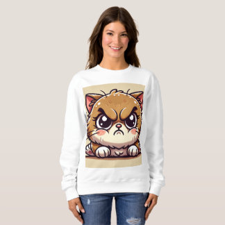 Camiseta Irritado, Mas Adorável: Design de Gato de Cartoon