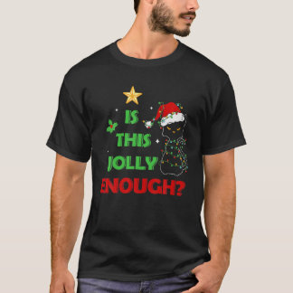 Camiseta Is This Jolly Enough Christmas Cute Cat Lights Fun