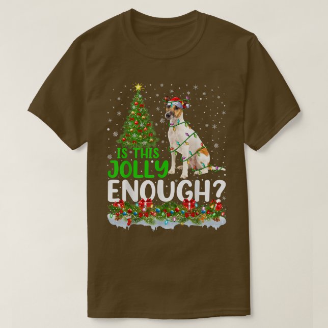Camiseta Is This Jolly Enough Fo Terrier Dog Christmas Tree (Frente do Design)