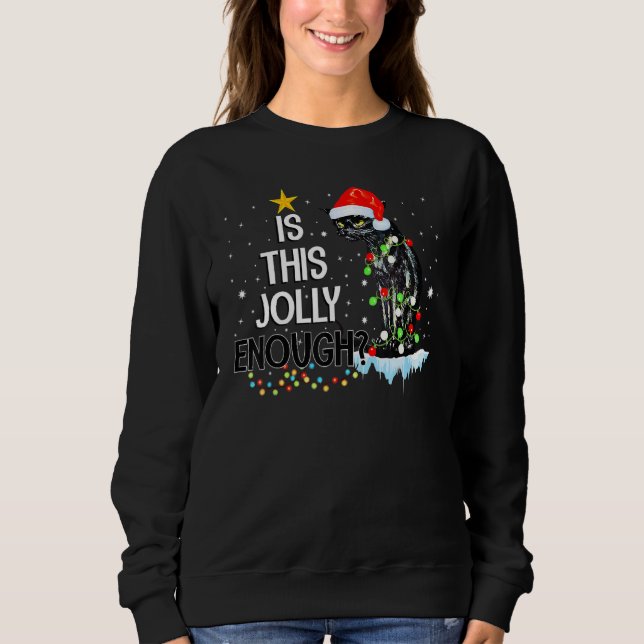 Camiseta Is This Jolly Enough Noel Black Cat Pajama Merry C (Frente)