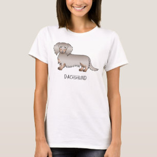 Camiseta Isabella E Tan Long Hair Dachshund Dog & Text