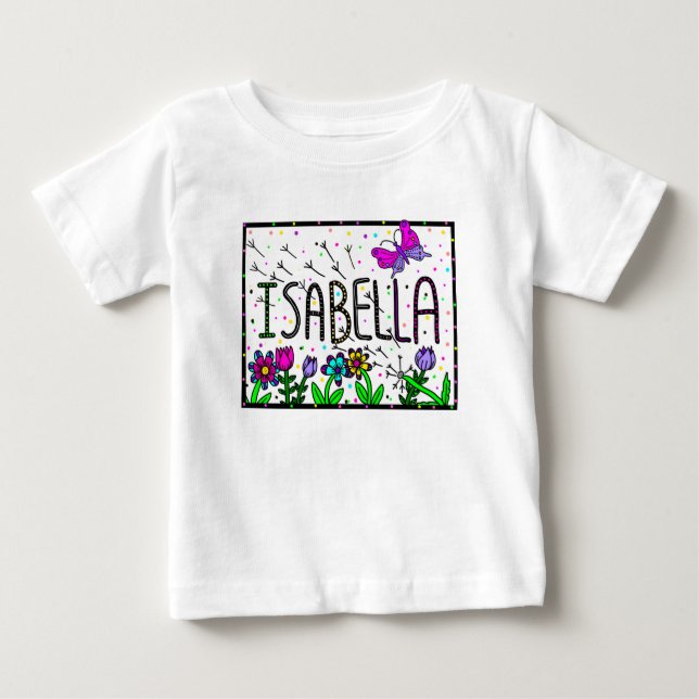Camiseta Isabella Nome de Menina, Arte Caprichosa (Frente)