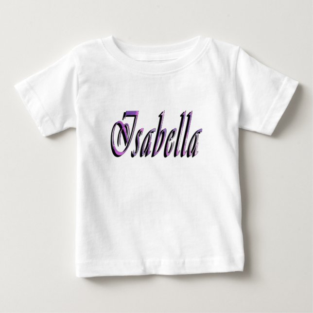 Camiseta Isabella Nome em Roxo e Rosa, (Frente)