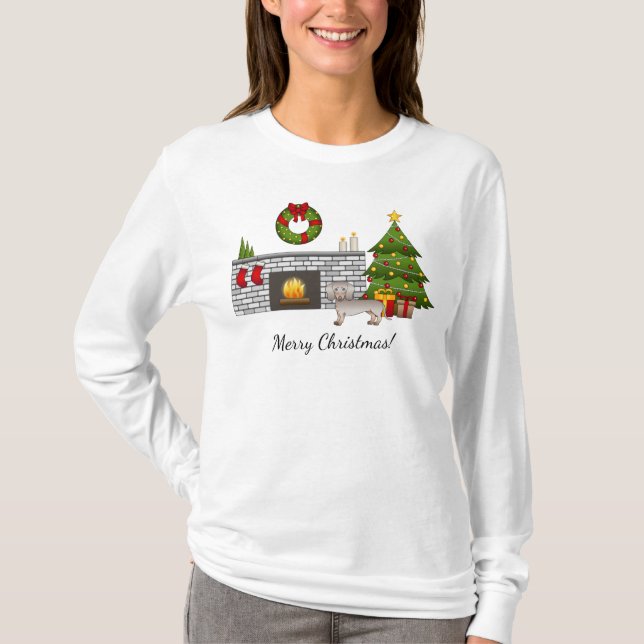 Camiseta Isabella & Tan Dachshund de Pelo Liso - Natal (Frente)